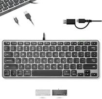 "Macally" laidinė "Mac" klaviatūra su USB šakotuvu (2 x USB-C / 1 x USB-A) - suderinama maža "Apple" klaviatūra su 2 in 1 USB kištuku - taupykite vietą naudodami "Macbook Pro/Air", "Mac" kompiuteriams skirtą USB C klaviatūrą