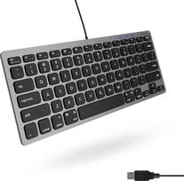 "Macally" plona USB klaviatūra, skirta "Apple Mac", "iMac", "MacBook Pro/Air", "Mac mini", "Windows PC" staliniams kompiuteriams, nešiojamiesiems kompiuteriams (kosminės pilkos spalvos)