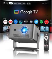 "Magcubic HY450GT" 4K projektoriaus komplektas su "Google TV Stick", 1080P nominalusis 800 ANSI projektorius su "Wi-Fi" ir "Bluetooth", "Google Assistant", "Google Cast", automatinio fokusavimo funkcija, automatiniu lizdinės plokštumos koregavimu, 15 W ga