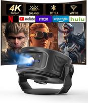 "Magcubic" mini projektorius 4K, 360°+35° sulankstomas dalomasis projektorius, 260 ANSI "Wi-Fi 6" ir "Bluetooth 5.4", automatinis lizdinės plokštumos koregavimas ir rankinis fokusavimas, skirtas namų kinui