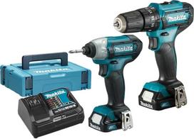 "Makita" CLX228AJ 12V Max Li-Ion CXT 2 dalių rinkinys HP333DZ, TD110DZ su 2 x 2,0 Ah ličio jonų akumuliatoriais ir įkrovikliu "Makpac" dėkle
