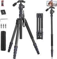 "Manbily" trikojis fotoaparatas 188 cm 74 colių trikojis Lengvas kompaktiškas trikojis 360° rutulinė galvutė su rankena DSLR fotoaparatui Monopodas Kelionės trikojis Aliumininis 1/4 colio sriegio projektoriaus vaizdo įrašo trikojis Vlog