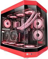 "Mars Gaming MC-3T" individualus ATX žaidimų korpusas, trigubas langas, ištisinis grūdintas stiklas, aušinimo skysčiu palaikymas, dvi šoninės kameros, 3 vertikalūs PCI lizdai, USB-C ir USB 3.0, raudonos spalvos