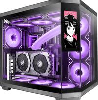 "Mars Gaming MC-3TCORELCD ATX žaidimų korpusas, pritaikomas 7,2 colių IPS ekranas, trigubas nuimamas grūdintas stiklas, dviejų kamerų struktūra, iki 360 mm aušinimo skysčiu palaikymas, juodas