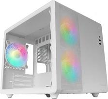 "Mars Gaming MC-400 Compact Micro-ATX" žaidimų korpusas, juodas, pilnas šoninis langas, grūdintas stiklas, 3 x 120 mm FRGB ventiliatoriai, pilnas tinklelio šoninis skydelis, baltas