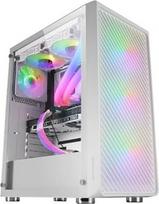 "Mars Gaming MC-F" baltas ATX žaidimų bokštas, visiškai dengtas stiklo langas, metalinis tinklelis priekyje, 4 x 120 mm ARGB ventiliatoriai