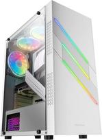 "Mars Gaming MC-U3" kompiuterio ATX XL korpusas, baltos spalvos, su trimis ARGB priekiniais skydeliais, 12 cm ventiliatoriumi, grūdinto stiklo langu, MCU3W