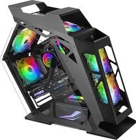 "Mars Gaming MC61 microATX" žaidimų kompiuterio korpusas, juodas, 4 x 12 cm ventiliatoriai, ARGB Chroma, dvigubas grūdinto stiklo langas