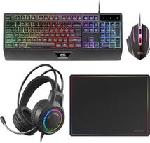 "Mars Gaming MCP124PRO", portugališkas, "4-in-1", RGB H-Mech klaviatūra su riešo atrama, RGB pelė 3200DPI HUANO jungiklis, FRGB ausinės, nanotekstilės pelės kilimėlis 36 x 26 cm, daugiaplatformis, juodas
