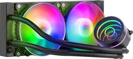 "Mars Gaming ML-ONE240 Black", CPU aušinimas vandeniu, TDP 400 W, "Infinity Mirror", 2 tylūs FRGB ventiliatoriai, universalus daugiašakis