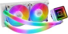 "Mars Gaming ML-ULTRA240 White", skystas procesoriaus aušinimas, TDP 500 W, "Infinity Mirror", 2 tylūs FDB ARGB ventiliatoriai, ARGB vamzdeliai, universalus daugiašakis