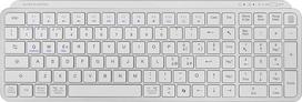 "Mars Gaming" MK-SILENKEYS belaidė kompaktiška pilno formato klaviatūra, žemo profilio, mažai triukšmo keliantis žirklinis jungiklis, "Copilot AI" mygtukas, "Bluetooth 5.1 Dual" + 2.4GPRO, 200 val., PC/Mac, itališka, balta