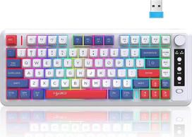 "Maxspace" Kabelinė žaidimų planšetė, papildoma membraninė žaidimų planšetė su apšvietimu ir apšvietimu iš vidaus, BT/2.4G/USB-C, RGB žaidimų planšetė kompiuteriui, nešiojamajam kompiuteriui, "Windows", "Mac" (Blau)