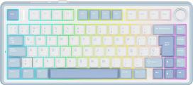 "MechLands Aula F75" 75 % Žaidimų programinė įranga, QWERTY Distribución Español, RGB apšvietimas, Teclado BT5.0/USB-C/2.4 GHz Con Mando Giratorio, Reaper Switches para Win/Mac (Azul Sal Marino)