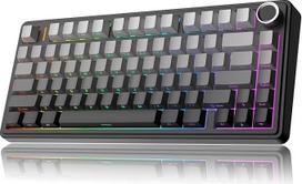 "MechLands Aula F75 PRO" 75 % mechaninė "Creamy" klaviatūra, BT5.0/USB-C/2.4GHz belaidė žaidimų klaviatūra, "Gasket" konstrukcija, mygtukai, RGB, "Reaper" jungikliai "Win/Mac" (juodas gradientas)