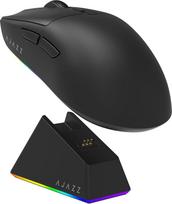 "MechLands" AJ139 V2 MC žaidimų pelė su įkrovimo baze Reguliuojamas 12000 DPI PAW3311 jutiklis 3 režimai Belaidė pelė 500mAh baterija 1000Hz apklausos dažnis 66g Lengva Win/Mac (juoda)