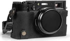 "MegaGear Ever Ready" natūralios odos pusiau fotoaparato dėklas, suderinamas su "Fujifilm X100VI" (juodas)