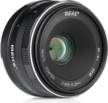 "Meike MK 25mm f/1.7-16" didelės diafragmos plačiakampio objektyvas su rankiniu fokusavimu, skirtas "Sony E-mount" beveidrodžiams fotoaparatams su APS-C