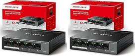 "Mercusys MS105GP PoE Switch" 5 prievadų Gigabit LAN komutatorius su 4 PoE+ prievadais (65 W, IEEE-802.3af/at PoE, lüfterlos, Plug-and-Play, Robustes Metallgehäuse) (pakuotė su 2)