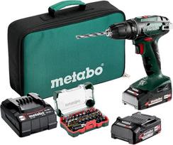 "Metabo" akumuliatorinis gręžtuvas BS 18 - 602207930 - 18 V - su 32 dalių grąžtų dėžute - su dviem akumuliatoriais ir įkrovikliu