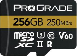 "microSD" kortelė V60 (256GB) - išbandyta viso dydžio SD kortelių įrenginiuose | Iki 250MB/s skaitymo, 130MB/s įrašymo "ProGrade Digital