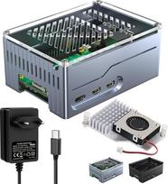 "Miuzei" korpusas Raspberry Pi 5 palaiko SSD PCIe M.2 NVMe kepurę Key-M Shield Top X1001/X1000/X1003 Metalinis korpusas Raspberry Pi 5 4GB/8GB su oficialiu aktyviu aušintuvu 5.1V 5A maitinimo šaltinis 27W maitinimo šaltinis