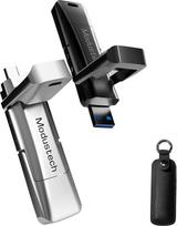 "ModusTech" 512GB išorinis SSD kietasis diskas USB-A ir USB-C dvigubas USB greitas išorinis SSD kietasis diskas USB 3.2 nešiojamasis kietojo kūno diskas "Mac" PS4 "Xbox X/S" kompiuteriui "iPhone" 15/16 "Flip Cap" dizainas