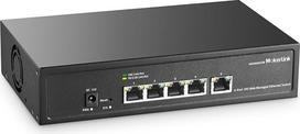 "MokerLink" 5 prievadų 10Gb/s valdomas komutatorius, 5x10G RJ45 Ethernet prievadai, 10G/5G/2,5G/1000M/100Mb/s, 100Gb/s dažnių juostos plotis, metalinis L2 žiniatinklio valdomas tinklo komutatorius