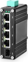 "MokerLink" 5 prievadų gigabitinis pramoninis saulės baterijų UPS PoE komutatorius, įėjimas DC9V-54V, išėjimas DC48V, IEEE802.3af/at PoE, mini dydis, nevaldomas IP40 tinklo komutatorius (nuo -40 iki 185°F), 10Gbps pajėgumas