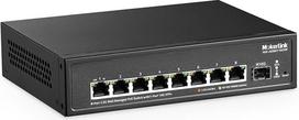 "MokerLink" 8 prievadų 2.5G POE valdomas komutatorius su 10G SFP+ lizdu, IEEE8023af/at PoE 120W, mini dydžio, metalinis, be ventiliatoriaus, lengvai valdomas tinklo komutatorius