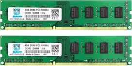 "Motoeagle" 8GB rinkinys (2x4GB) PC3 10600U DDR3-1333MHz 10600 PC3 4GB DIMM RAM 2Rx8 Unbuffered Non-ECC 1.5V CL9 240 kontaktų staliniams kompiuteriams skirtas atminties modulis