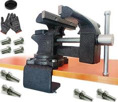 "MYTEC 2 in 1 Bench Vice Heavy Duty Workbench Vice Upgraded Multipurpose Bench Vice Universal Rotating 270° Swivel Clamp On 6" Black