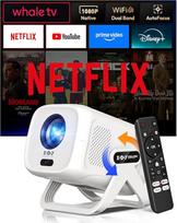 "Netflix" sertifikuotas ir elektrinis fokusavimo projektorius Gimbal N5 1080P mini projektorius su "WiFi" ir "Bluetooth", nešiojamasis projektorius su 135° pasukamu stovu, automatine trapecijos korekcija, dulkių filtru