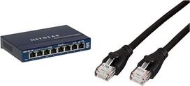 "Netgear GS108GE" 8 prievadų nevaldomas Gigabitinis varinis komutatorius (iki 1000Mbps duomenų perdavimas, "Plug and Play", be ventiliatoriaus) ir "Amazon Basics" Ethernet tinklo kabelis, RJ45, Cat6, 0,9 m, 1000Mbit/s