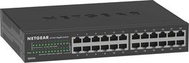 "Netgear GS324" 24 prievadų komutatorius "Gigabit Ethernet LAN" (Plug-and-Play Network, be ventiliatoriaus, montuojamas į 19 colių stovą, tvirtas metalinis korpusas), juodas