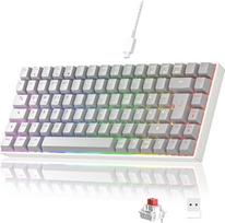 "Newmen GM840" mechaninė žaidimų klaviatūra, 2.4G Wireless/Bluetooth/USB C su kabeliu, 75 % TKL klaviatūra, 84 klavišai su RGB apšvietimu, "Hot Swap" mini klaviatūros, skirtos PC/Win/Mac, QWERTZ išdėstymas, raudoni jungikliai