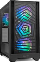 "NOX Xtreme Products Hummer Plasma" - "ATX/Micro-ATX/ITX Midi Tower" su tinkliniu priekiu, grūdintu stiklu, 4 iš anksto sumontuotais 120 mm ARGB ventiliatoriais, vieta 7 ventiliatoriams, USB-C ir USB 3.0, juoda