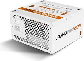 "NOX Xtreme Products URANO Pro 550W White 80 Plus Bronze" - ATX maitinimo šaltinis su tyliu 120 mm PWM ventiliatoriumi, visapusiška apsauga (OVP, UVP, OPP, SCP, OTP), aktyviuoju PFC, ypač ilgais plokščiais kabeliais