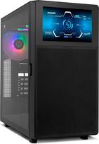 "NOX Xtreme Products Hummer" BIOS - ATX/Micro-ATX/ITX "Midi Tower" su 8 colių LCD ekranu, priekiniu metaliniu tinkleliu, grūdinto stiklo šoniniu langu, vieta 11 ventiliatorių, USB-C/USB 3.0, juoda
