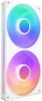 "NZXT F280 RGB Core" - 280 mm vieno rėmo ventiliatoriaus blokas su 2 x 140 mm RGB ventiliatoriais - Greičio ir apšvietimo valdymas - Didelis statinis slėgis ir oro srautas - 8 aRGB šviesos diodai kiekvienam ventiliatoriui - Baltas