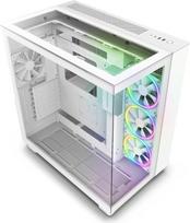 "NZXT H9 Elite Dual-Chamber ATX Mid-Tower" žaidimų kompiuterio korpusas - CM-H91EW-01 - su 3 x 120 mm "F120 RGB Duo" ventiliatoriais ir valdikliu - stiklinės priekinės, viršutinės ir šoninės panelės - baltos spalvos
