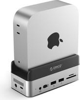 "ORICO MiniDock Mac mini M4 Dock" su NVMe SSD korpusu, aliumininis koncentratorius, skirtas "Mac mini M4/M4 Pro", M4 USB C koncentratorius, 2 x 10Gb/s USB-A, SD/TF 4.0, 3,5 mm, M.2 (NVMe) X1 - VS40
