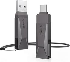 "ORICO USB Stick" 64GB USB 3.2 atminties kortelė OTG iki 150MB/s "2-in-1" C tipo "Flash" diskas metalinis, skirtas "iPhone 17/16/15/Android" išmaniesiems telefonams, planšetiniams kompiuteriams, kompiuteriams Mac/Laptop/PC, pilka, CB05
