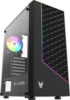 "Oversteel" - "Iridium" žaidimų kompiuterio korpusas, suderinamas su ATX, Micro ATX ir ITX plokštėmis, 120 mm A-RGB ventiliatorius, tinklelis priekyje, 2 dulkių filtrai, grūdintas šoninis stiklas, USB 3.0, juodas
