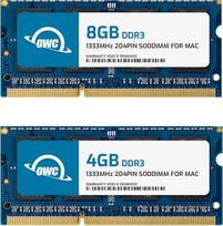 "OWC 12GB (8 + 4GB PC3-10600 DDR3 1333 MHz SODIMM 204 kontaktų atminties atnaujinimo rinkinys, skirtas 2011 m. "Macbook Pro" modelio 2010-2011 m. vidurio 27 iMac Core i5 ir Core i7 modeliams, 2011 m. vidurio Mac Mini Core i5 ir i7 modeliams, modelis OWC