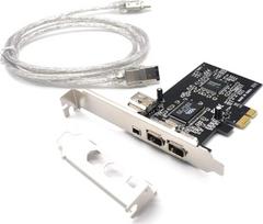 "Padarsey PCIe" PCIe 3 prievadų 1394A "Firewire" išplėtimo kortelė PCI Express (1X) į išorinį IEEE 1394 adapterio valdiklį (2 x 6 kontaktų + 1 x 4 kontaktų) su žemo profilio laikikliu staliniam kompiuteriui ir DV jungčiai