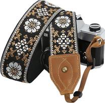 "Padwa" gyvenimo būdo fotoaparato dirželis - 2 colių pločio Crazy Horse Cowhide Head Camera Straps, grynos medvilnės austas reguliuojamas peties kaklo dirželis DSLR fotoaparatams, puiki dovana fotografams