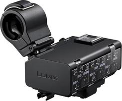 "Panasonic Lumix" DMW-XLR2 XLR mikrofono adapteris "Panasonic Lumix" DC-GH7, 32 bitų plaukiojantis įrašymas, 4 kanalų ir didelės raiškos garsas, mikrofono laikiklis, 3,5 mm stereofoninė mini jungtis - juodas