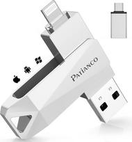 "Patianco" USB atmintinė "iPhone" 256GB, sertifikuota MFI, "iPad" atmintinė USB 3.0 Pendrive Flash Drive su "iOS" ir "Android" sistemomis Mini USB C atmintinė "Android" mobiliajam telefonui / nešiojamajam kompiuteriui / asmeniniam kompiuteriui / "Mac" ir
