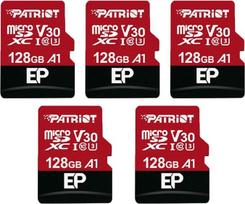 "Patriot Memory" 128GB A1 / V30 atminties kortelė "Android" telefonams ir planšetiniams kompiuteriams 4K vaizdo įrašymas - 5 vnt.